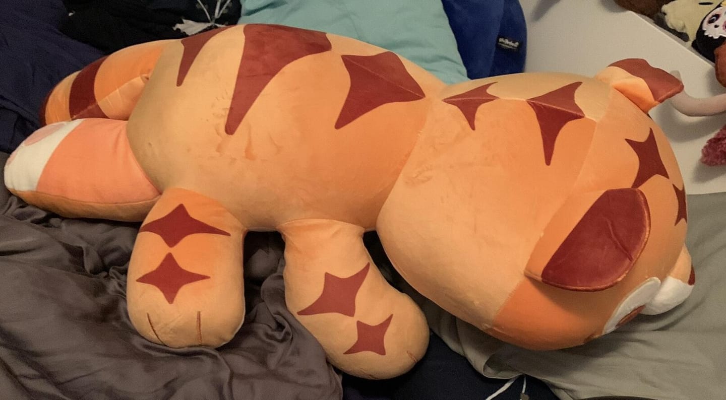 Customer photo review of GIANT Weighted Multi-Tiger Plush