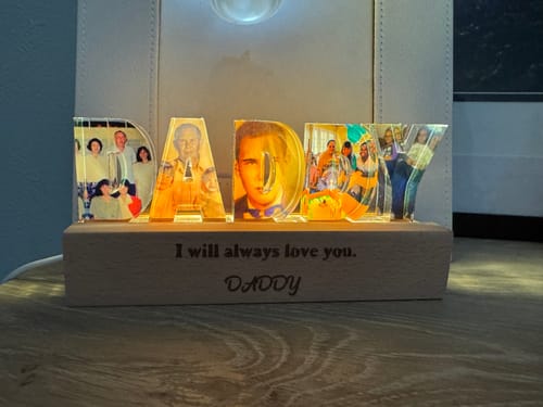 Customer photo review of Daddy To Us You Are The World Photo Collage - Personalized LED Night Light
