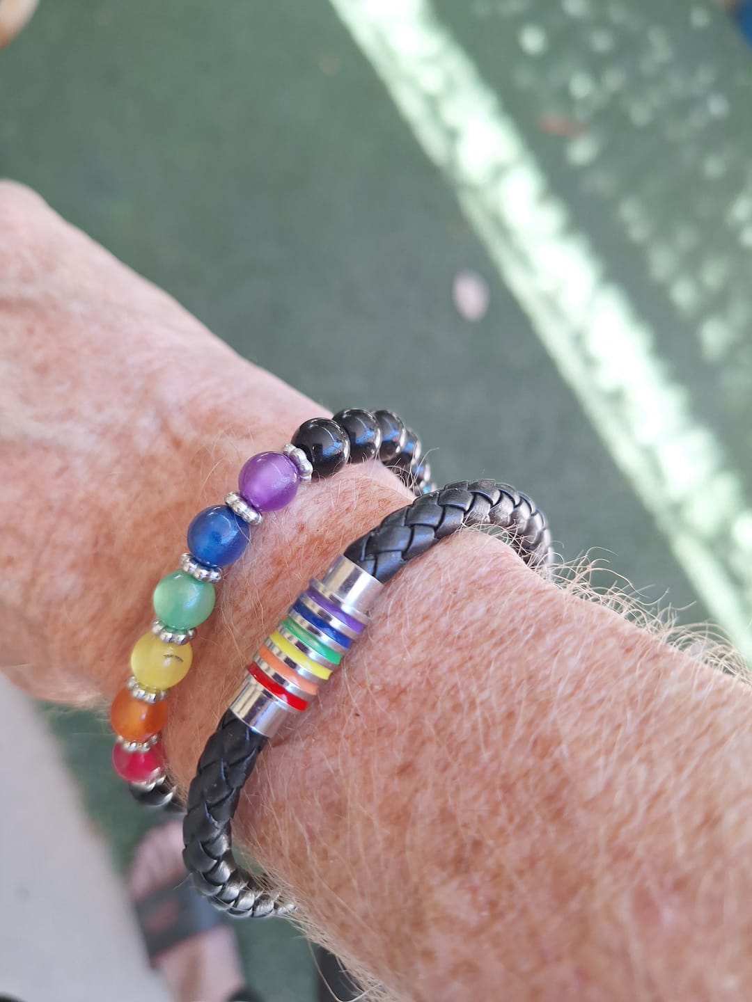 Customer photo review of Rainbow Leather Bracelet