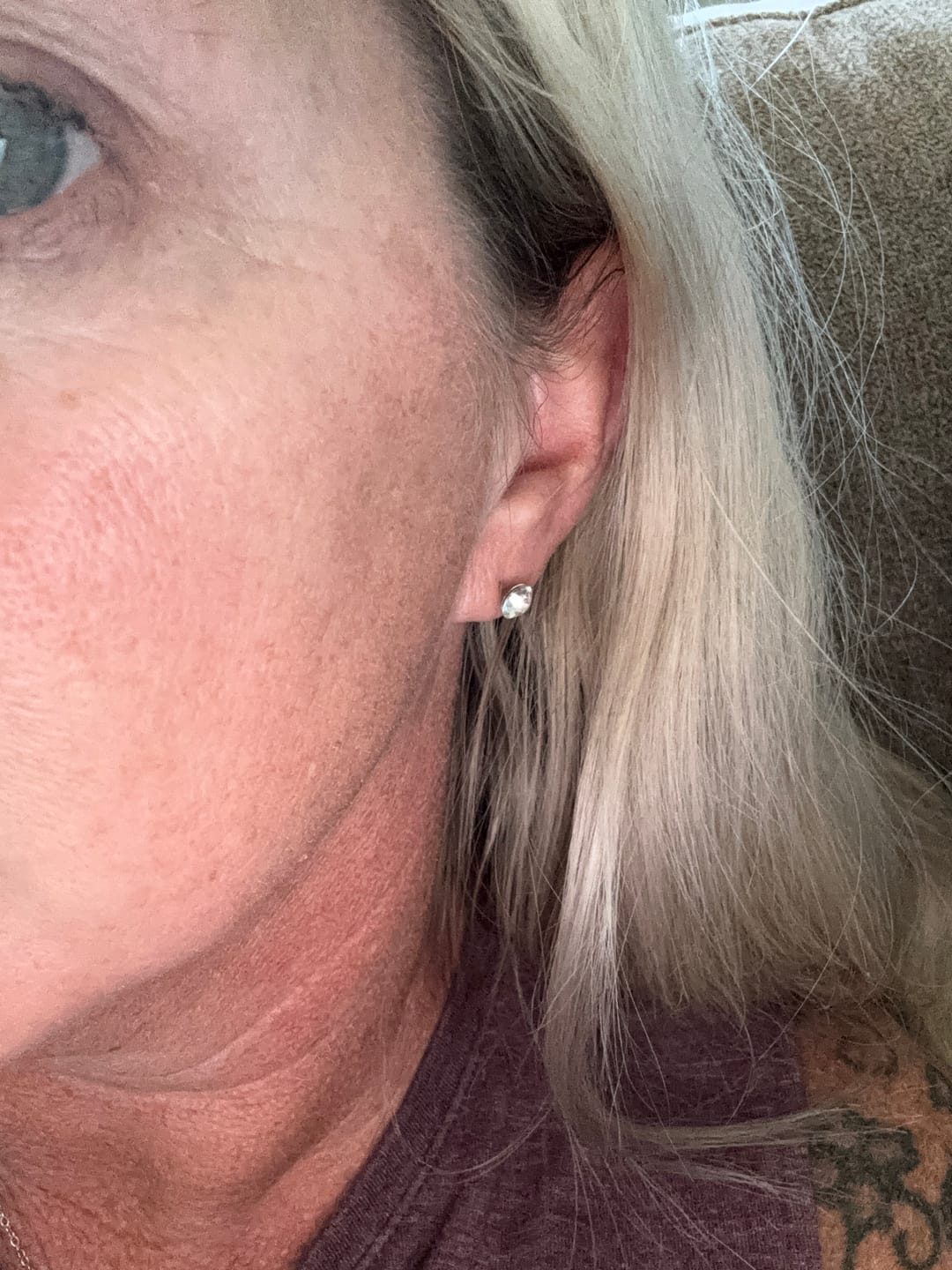 Customer photo review of Petite Faux Diamond Studs Hypoallergenic Earrings for Sensitive Ears Made with Plastic Posts
