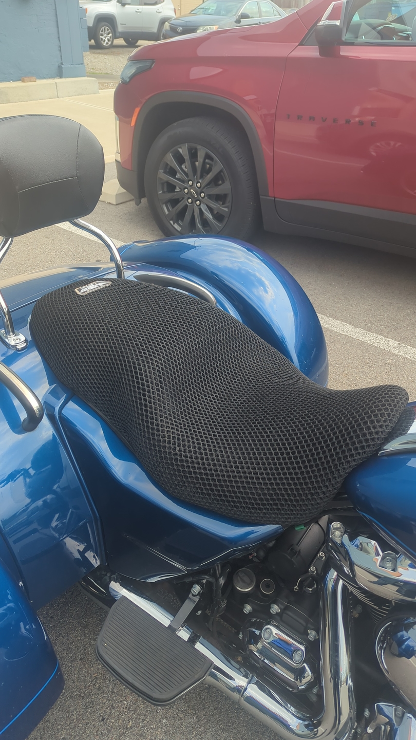 Wind Rider mesh seat cover on a Harley Davidson Freewheeler