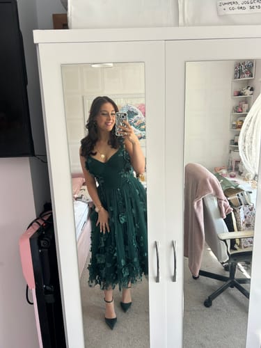 Customer photo review of Corset Straps V Neck 3D Floral Lavender Dress