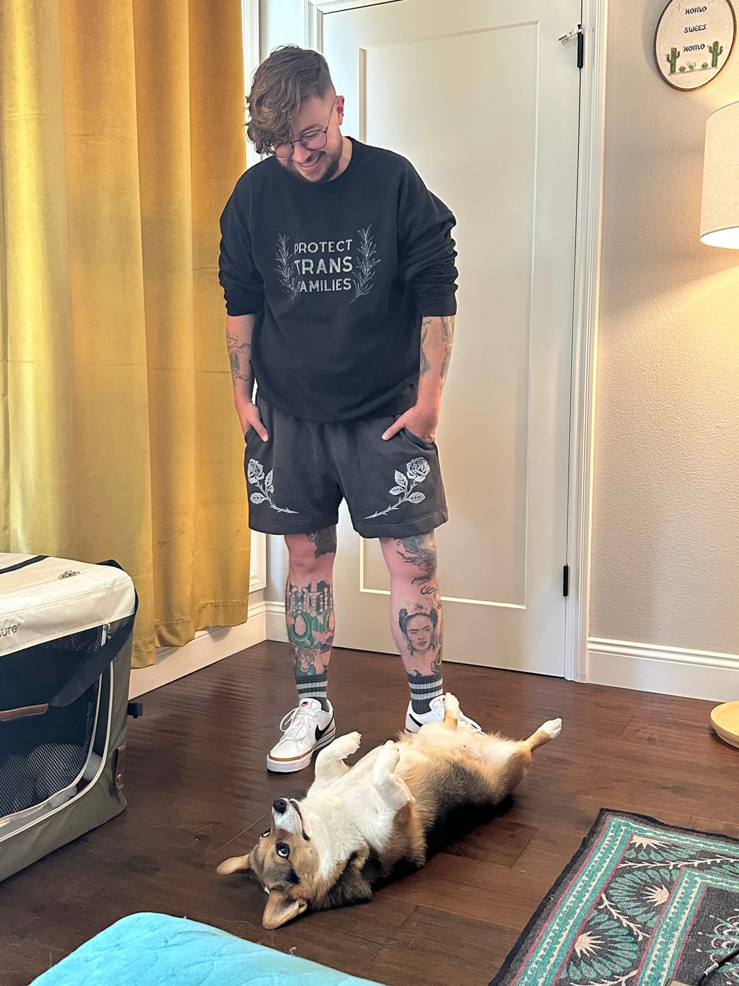 Customer photo review of Rose Relaxed Faded Track Shorts