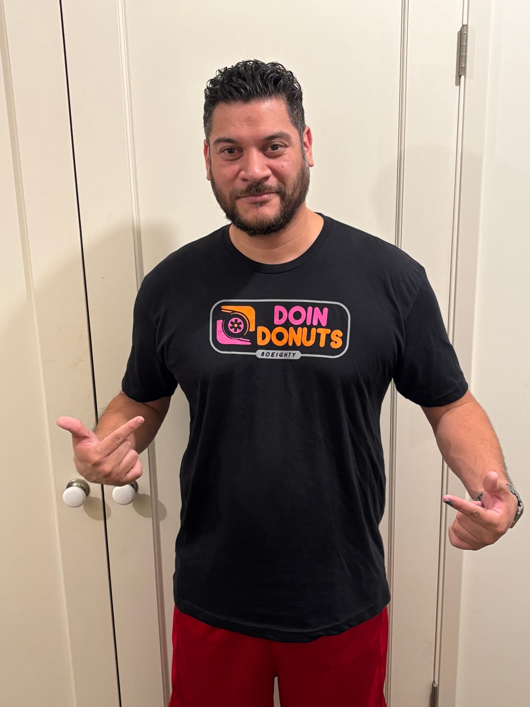 Customer photo review of 80Eighty® Doing Donuts Shirt