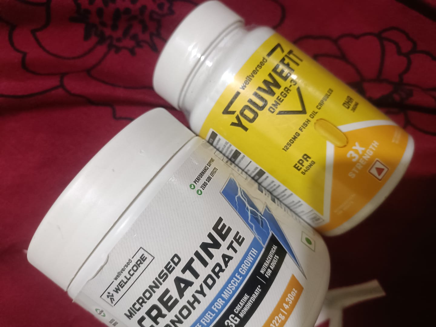 Customer photo review of Wellcore Creatine Monohydrate (Tropical Tango, 33 Servings) + YouWeFit Omega-3 Triple Strength Fish Oil (1250mg, 30 Capsules)
