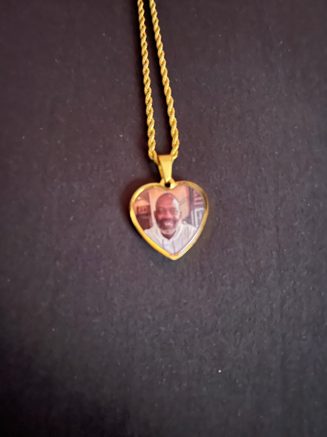 Customer photo review of Engravable Heart Necklace With Picture