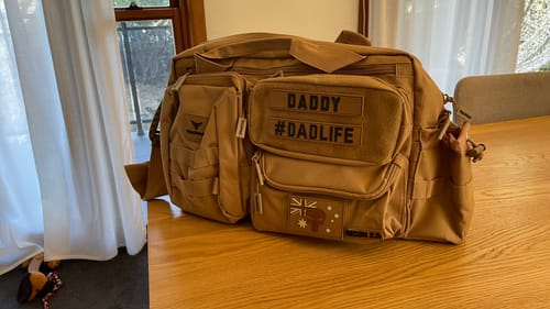 Customer photo review of Tacpac 'Recon 2.0' Desert Storm Nappy Bag Set