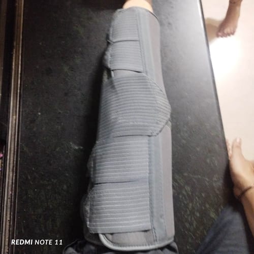 Customer photo review of Knee Brace - Long (19" Brace) | Ideal firm Knee support that limits knee motion & stabilizes the knee with mediolateral metal supports | Color - Beige