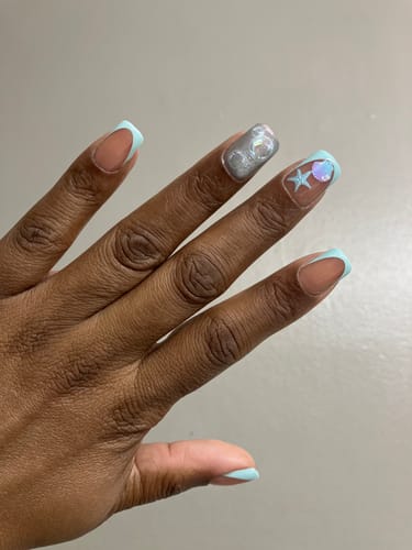 Customer photo review of XCOATTIPS® French - Short Square Blue Pastel Tips