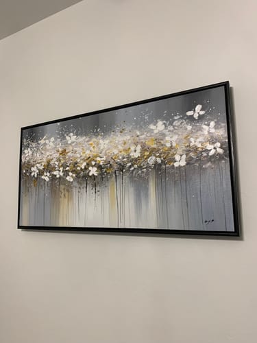 Customer photo review of Misty Blossom Dreams-Abstract Floral Painting for Modern Home Decor