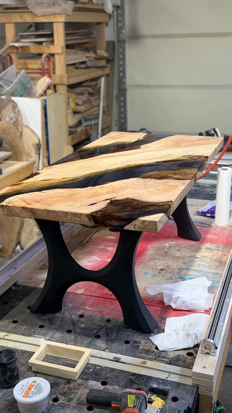 Customer photo review of Bench Legs 103B Haru 16H for Dining Live Edge Tabletop