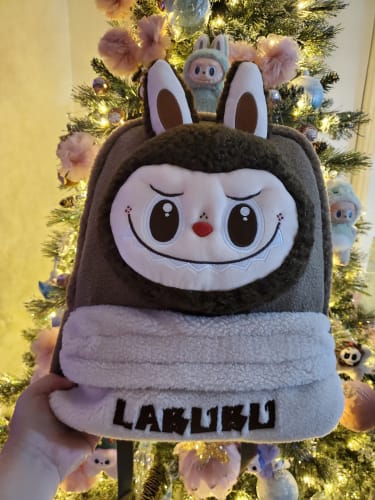 Customer photo review of Classic Bag Series-LABUBU Berber Fleece Backpack (Brown)