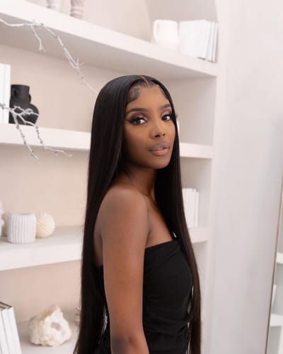 Customer photo review of 6x6 Ready to Wear Pre-All Parting Max Tiny Knots Glueless Wig Swiss HD Lace Raw Hair Silky Straight 180% Density