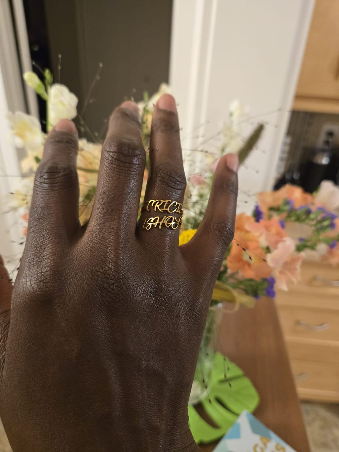 Customer photo review of Double Name Adjustable Ring