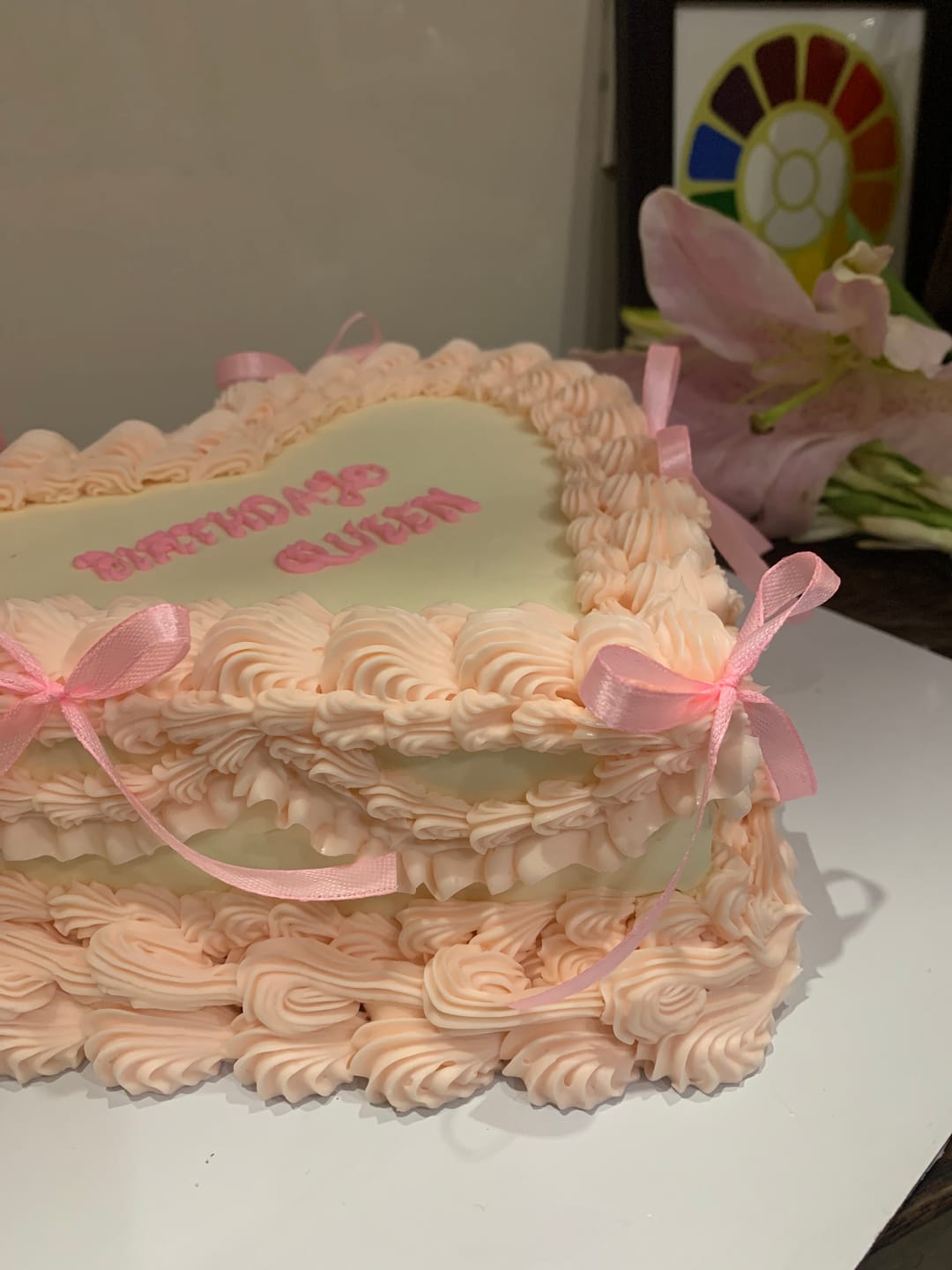 Customer photo review of Vintage heart shape ribbon cake