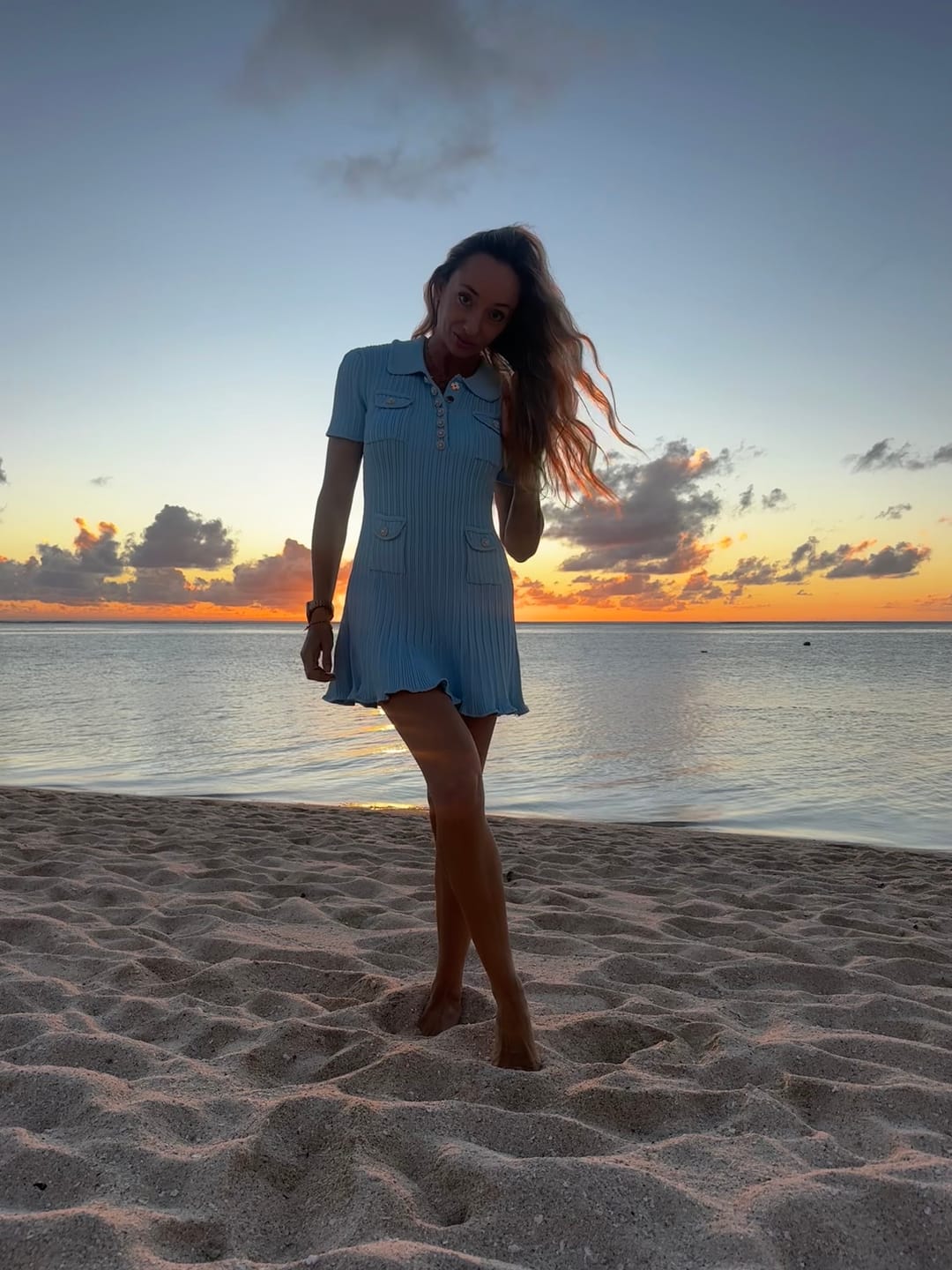 Customer photo review of Short Sleeve Hourglass Diamond Dress - Baby Blue