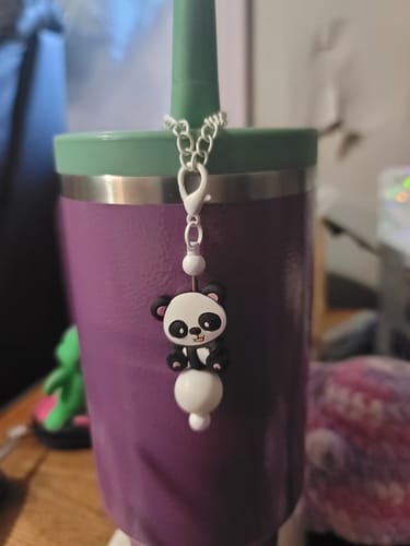 Customer photo review of Cute Panda Charm - Tumbler Handle Charm