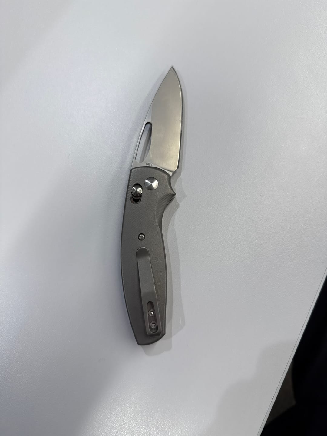 Customer photo review of Bulldog Knife – 2.9″ 20CV Stonewash Blade, Titanium Frame, River‑LOK – Made in USA (Bulldog Rev. B)