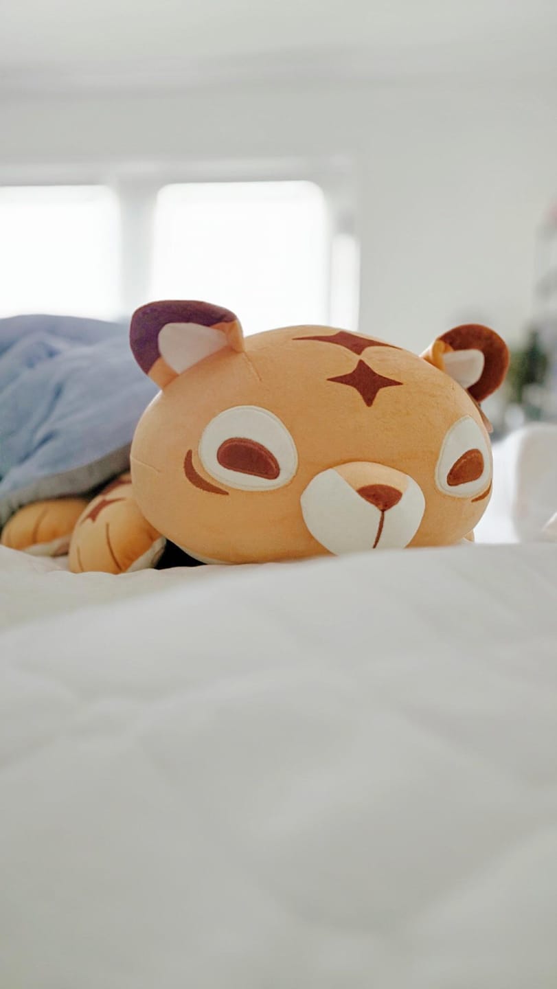 Customer photo review of GIANT Weighted Multi-Tiger Plush