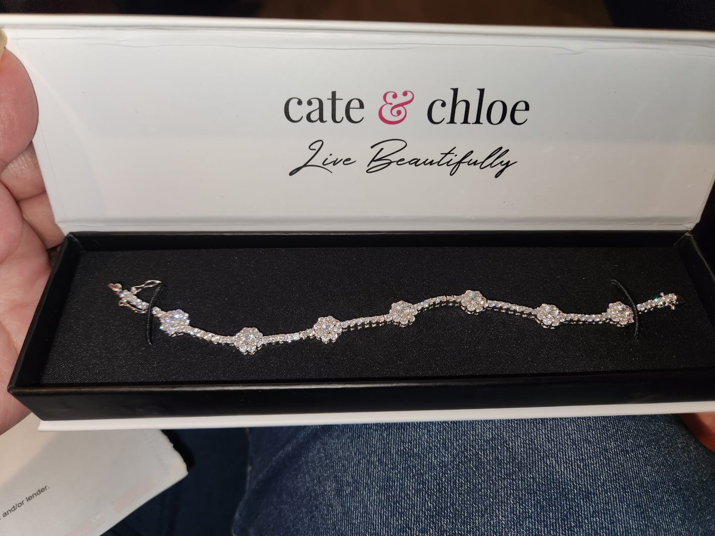 Customer photo review of Leah 18k White Gold Plated Tennis Bracelet with Simulated Diamond Crystals