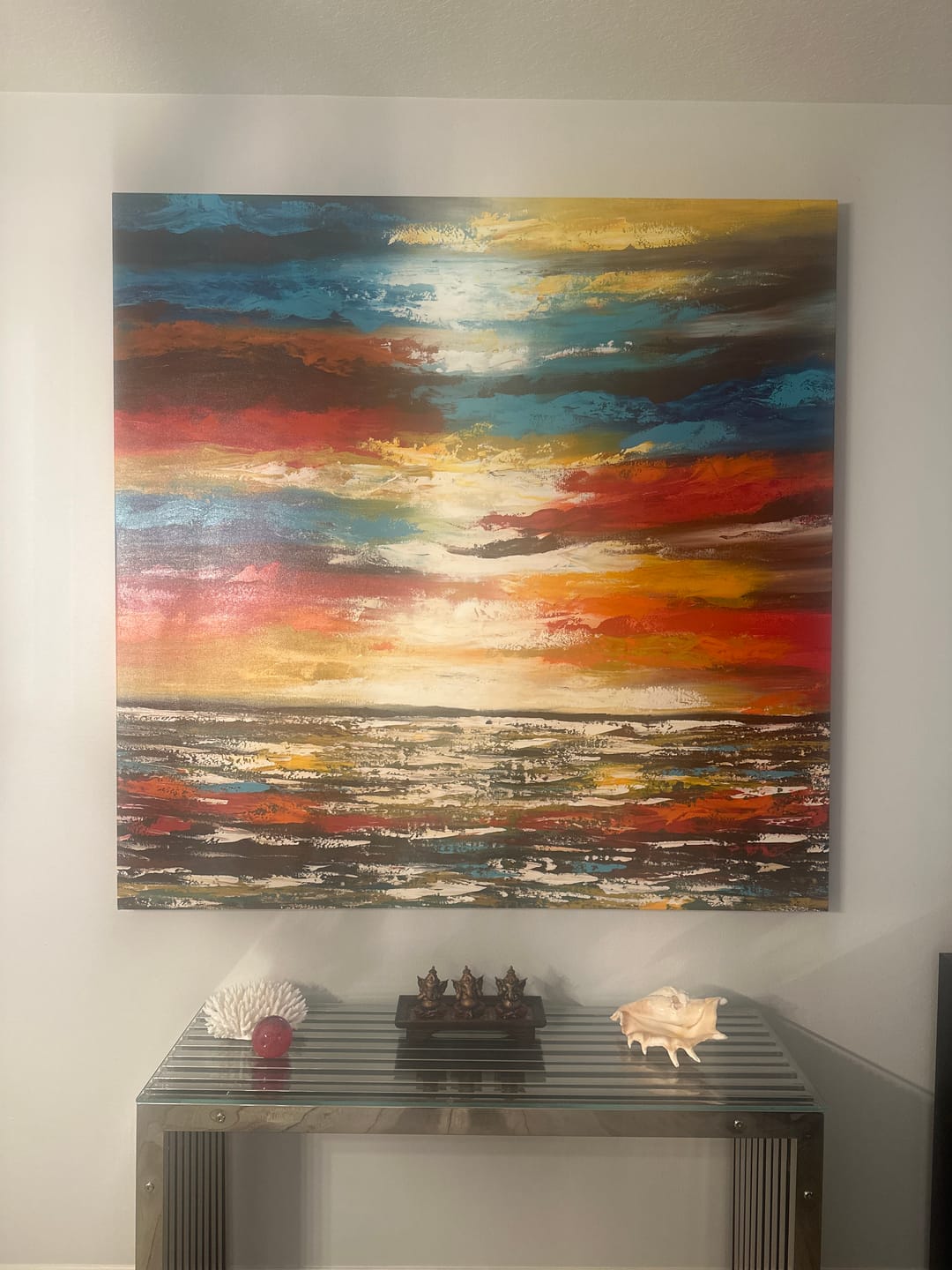 Customer photo review of Large Ocean Art Oil Painting on Canvas Modern Wall Art Seascape Painting - Amazing Ocean