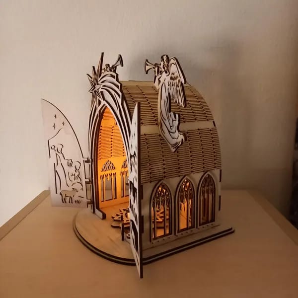 Customer photo review of Nativity scene miniatures candle holder laser cut svg file