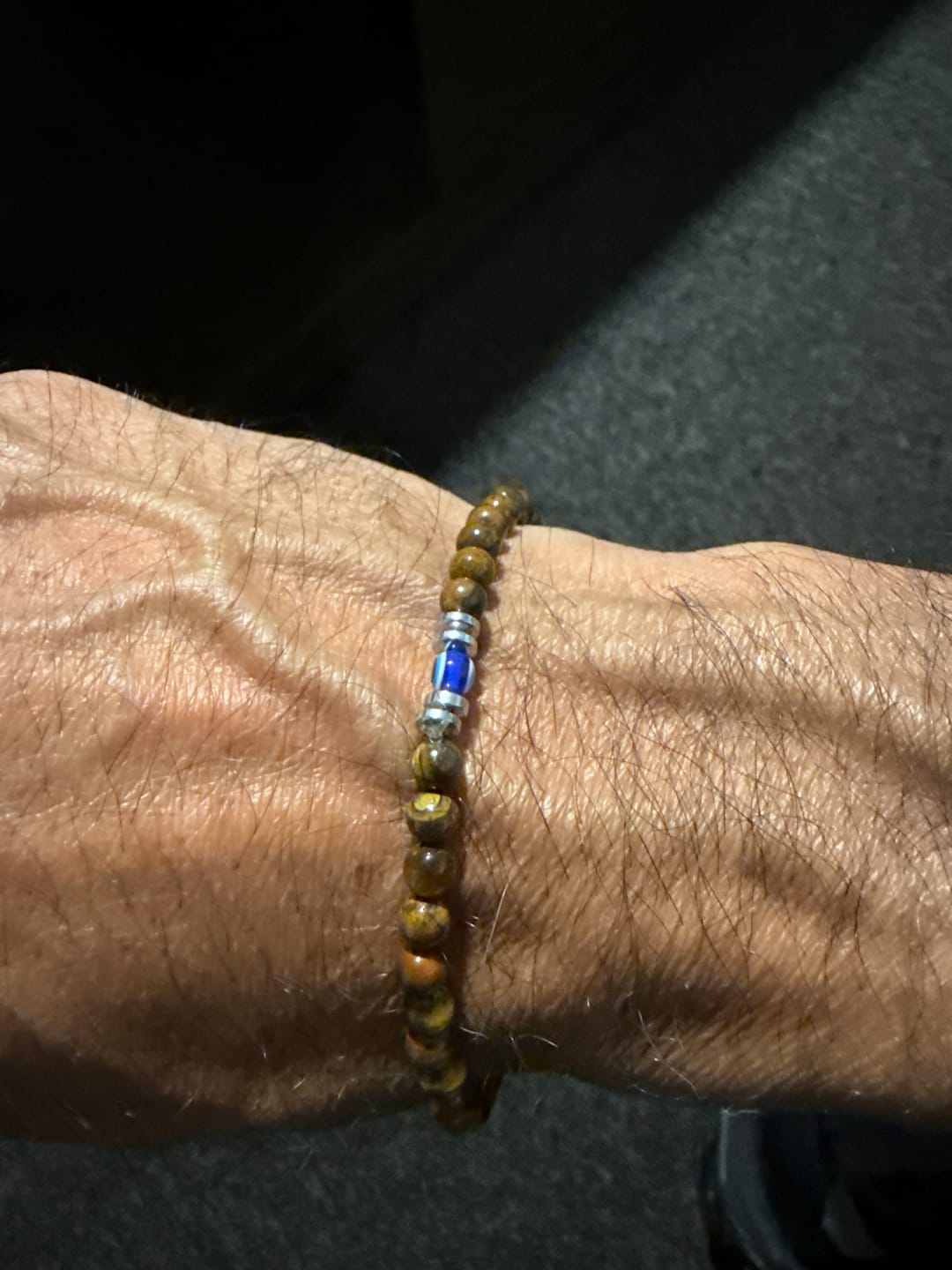 Customer photo review of Olivenorma Mens 4mm Natural Stone Evil Eye Beads Bracelet