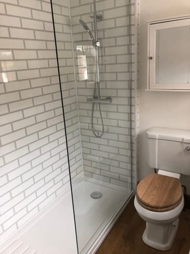 Customer photo review of 1700 x 700mm Walk In Rectangular Stone Shower Tray With Drying Area
