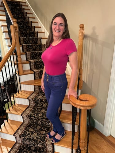 Customer photo review of Liza Crew Neck Tee • Final Sale Deals! - Berry Punch