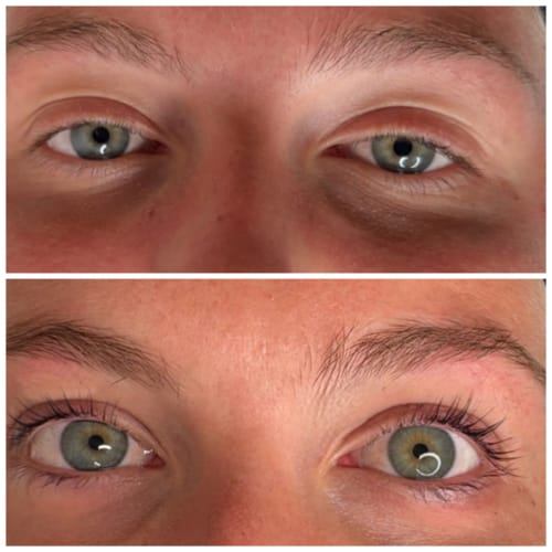 Customer photo review of (NEW) Cysteamine Brow & Lash Lamination Kit - 1,2 & 3 Steps - 3 x 15ml Tubes