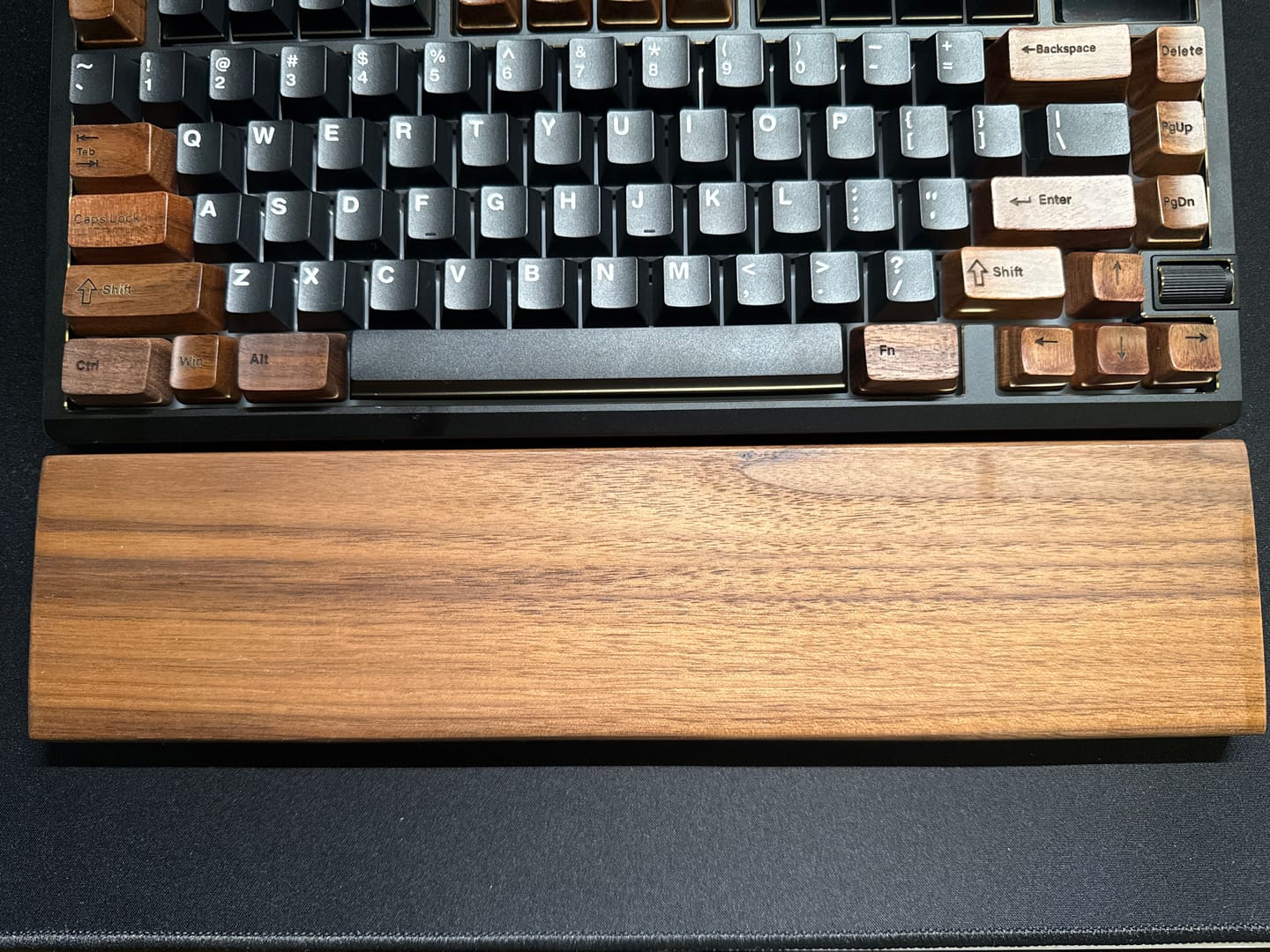Customer photo review of American Black Walnut Keyboard Palm Rest