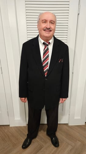 Customer photo review of Black Red Striped Necktie Pocket Square Cufflinks Set