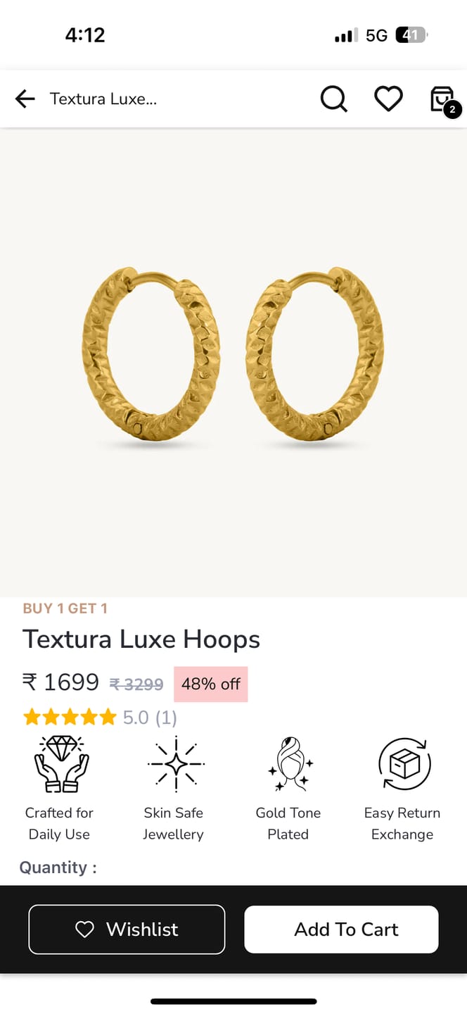 Customer photo review of Textura Luxe Hoops