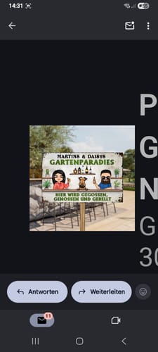 Customer photo review of Personalisiertes Gartenschild mit Namen und Hund