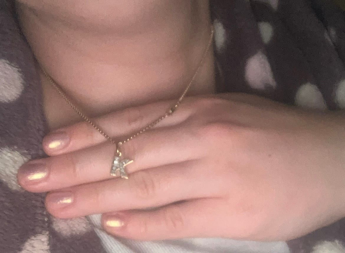 Customer photo review of Versa Natural Diamond Alphabet Pendants