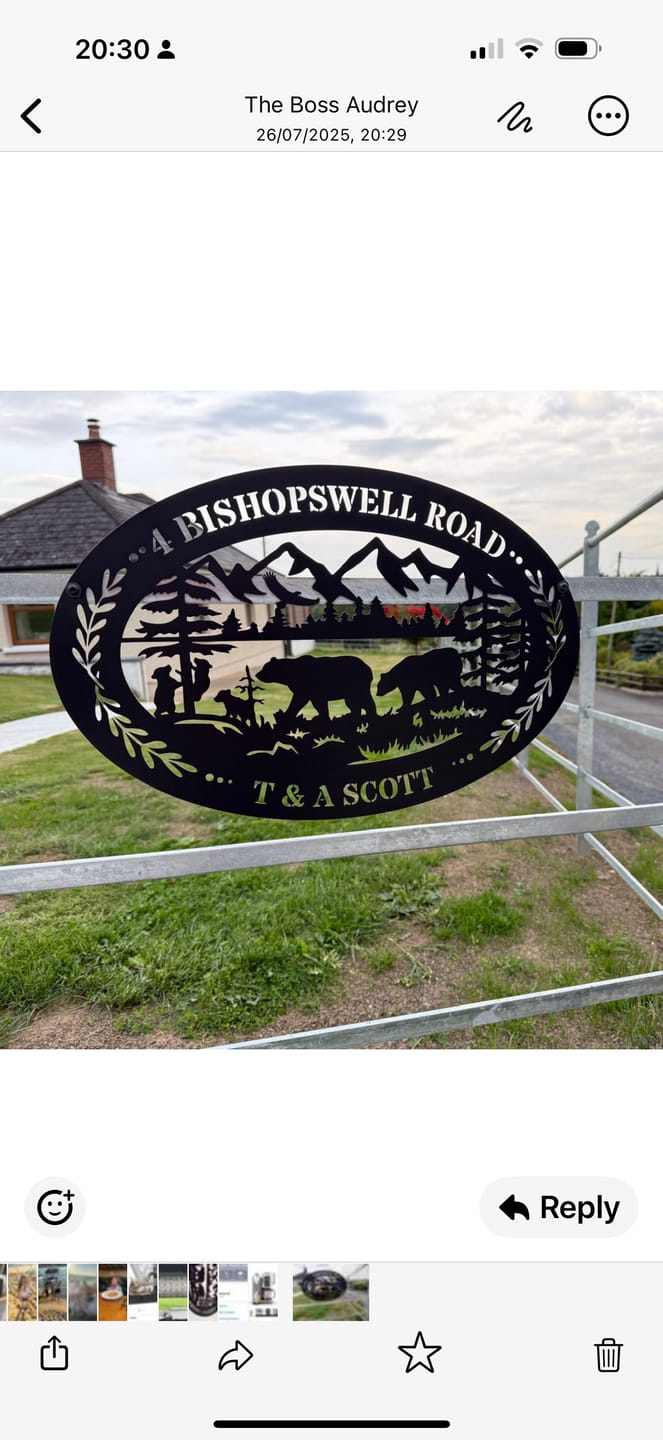 Customer photo review of Outdoor Oval Metal Sign