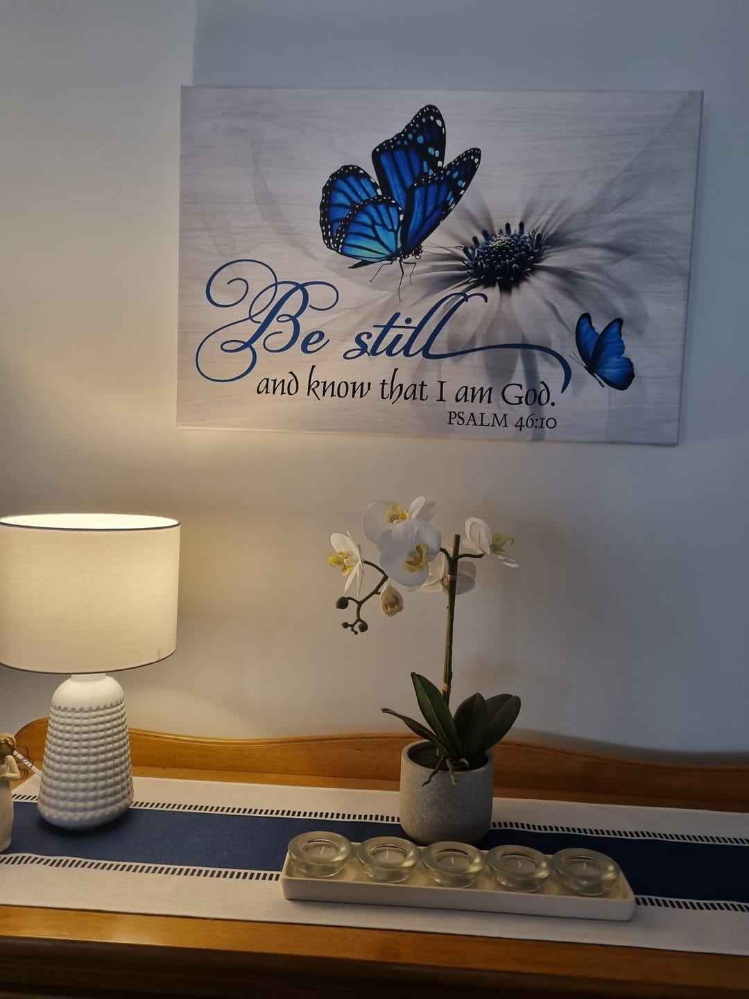 Customer photo review of Butterfly Flower Be Still And Know That I Am God Psalm 46:10 Wall Art Canvas