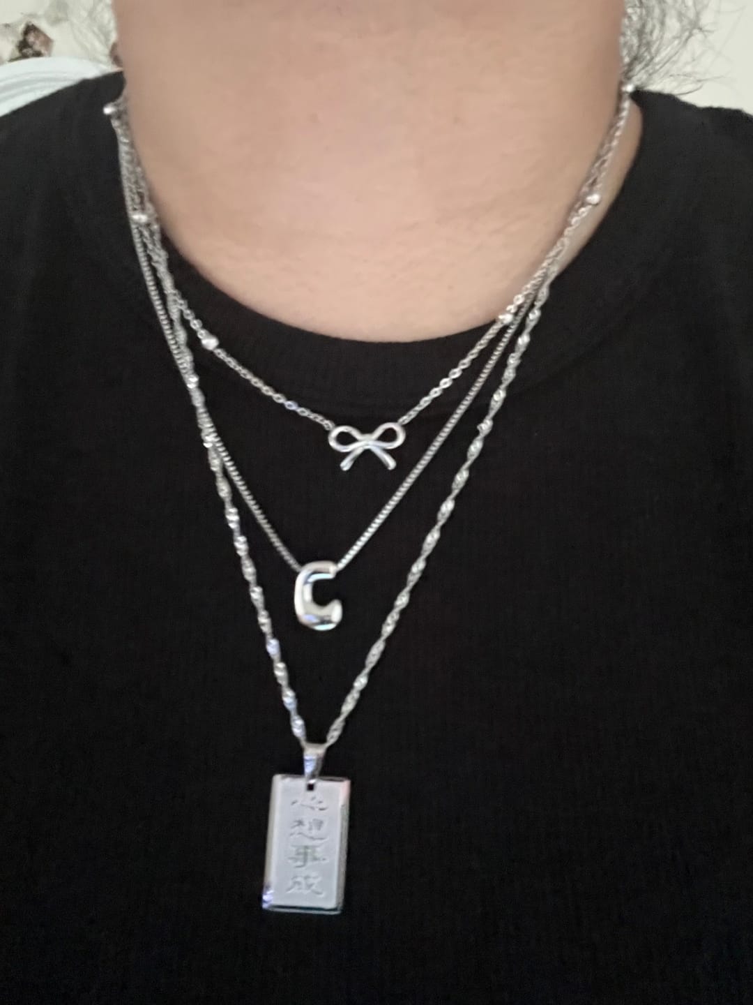 Customer photo review of Bubble Letter Necklace