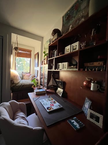 Customer photo review of Bahid Study Desks/Solid Wood Study Desk with Shelf/Home Office/Walnut