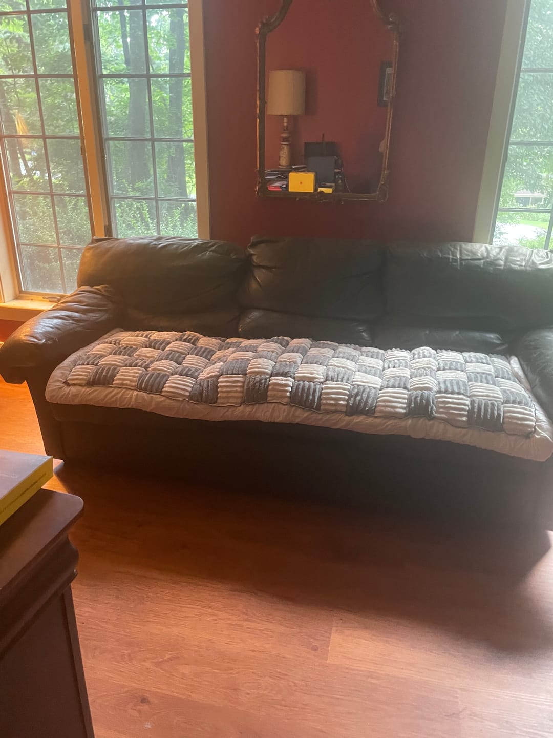 Customer photo review of NEW 2-in-1 Furniture Protector & Dog Bed Couch Cover with Thick Orthopedic Padding, Non-Slip Grip, Scratch-Resistant Surface & Machine-Washable Fabric