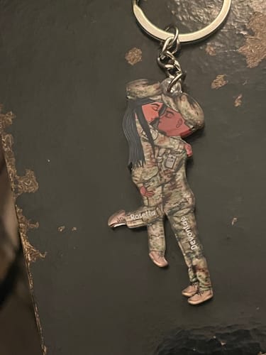 Customer photo review of Personalized Couple Military Acrylic Keychain