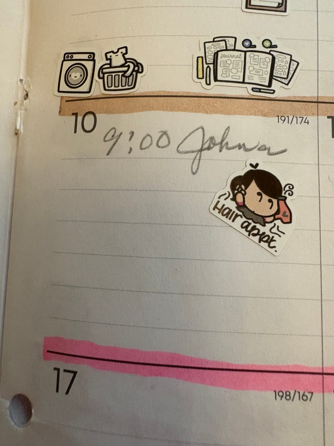 Customer photo review of Hair Appointment Planner Stickers