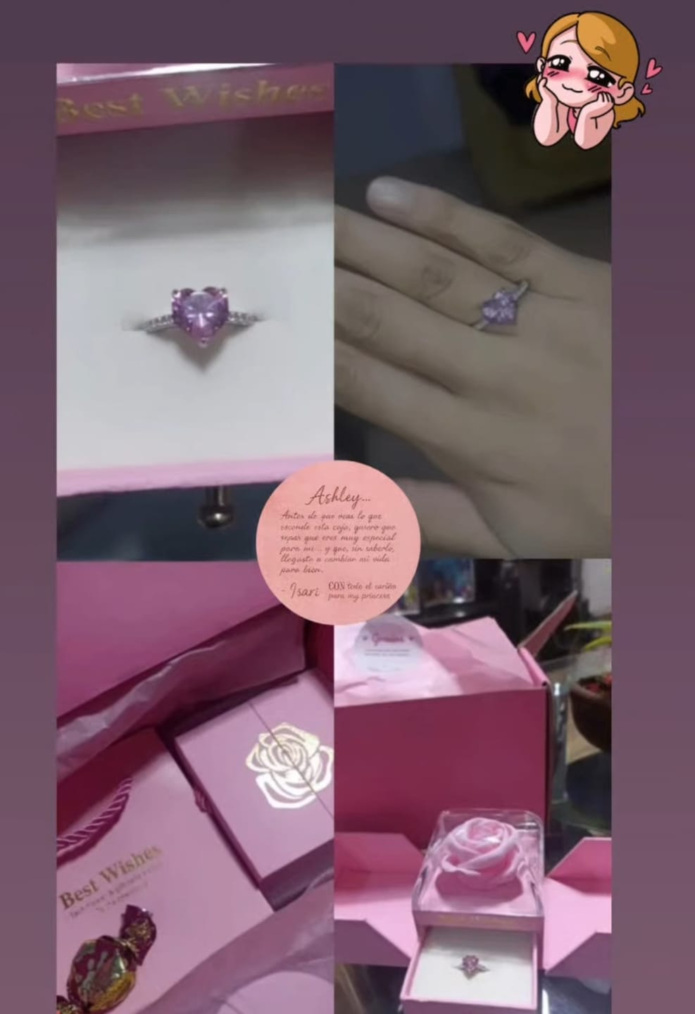 Customer photo review of Anillo Promesa Heart Pink Plata 925