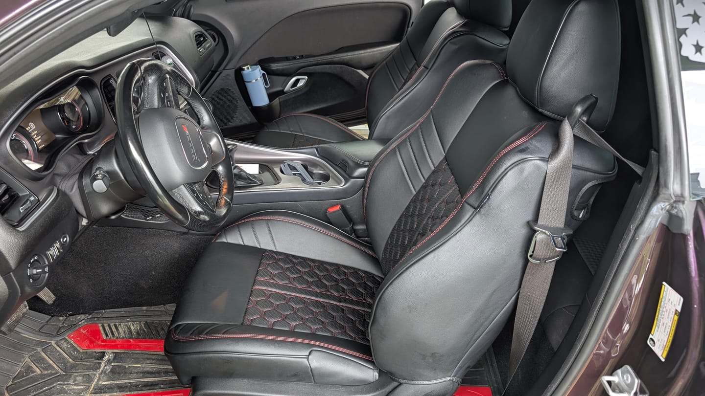 Customer photo review of 2015+ Dodge Challenger Custom Performance Seat Covers