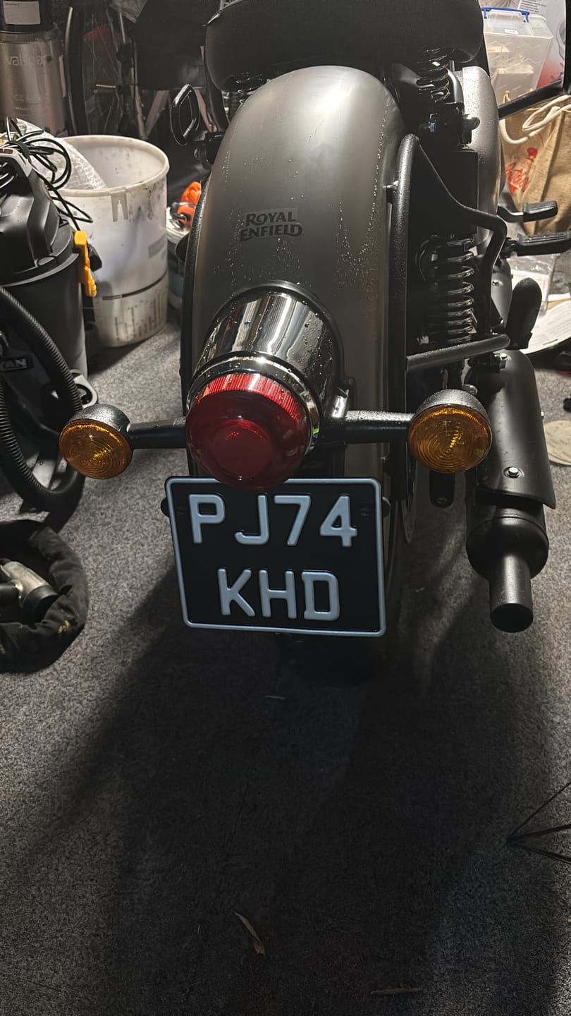Customer photo review of Classic Metal Pressed 7.5 × 6 Motorbike Number Plate
