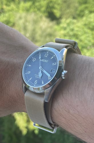Customer photo review of Beige Nylon Watch Strap