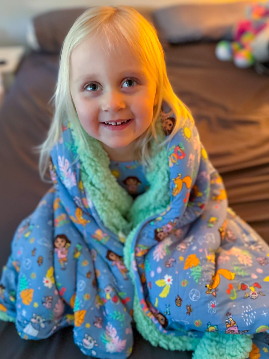 Customer photo review of Dora: Fiesta Fun Bamboo Sherpa Blanket