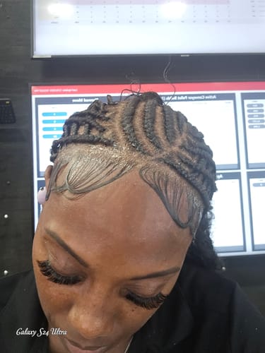 Customer photo review of Crush Bohemian Cornrow Braided Wig, Swiss Full Lace, Black Color, Waist Length, Standard Density.