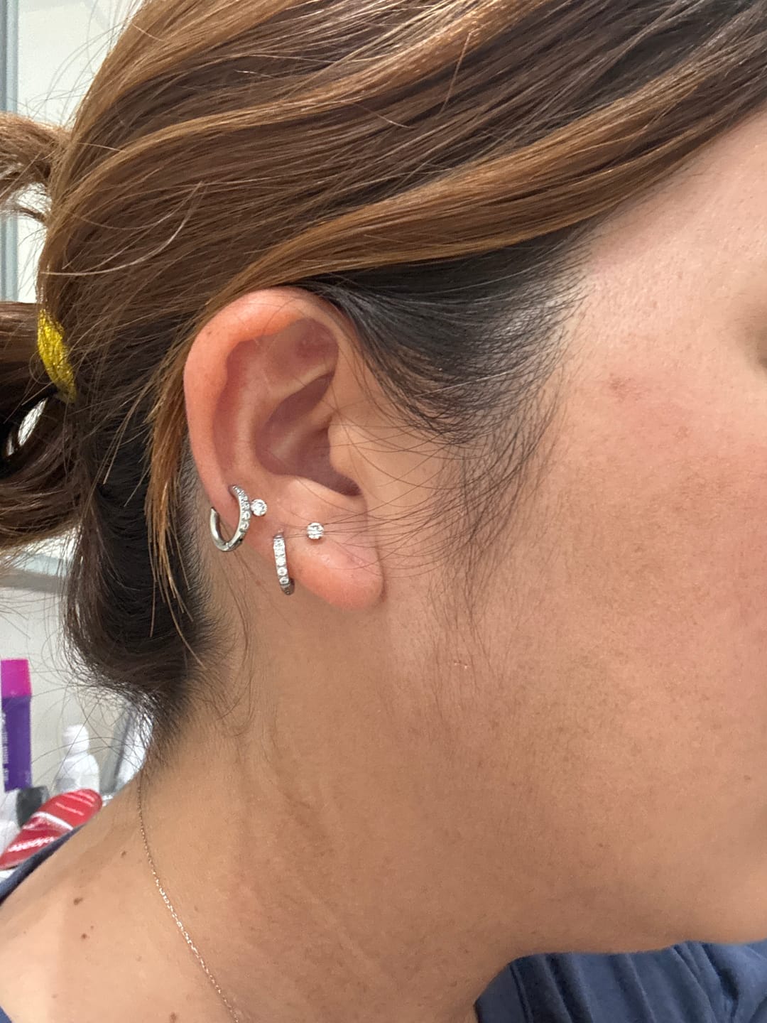 Customer photo review of My Huggies Sparkle Hoop Earrings