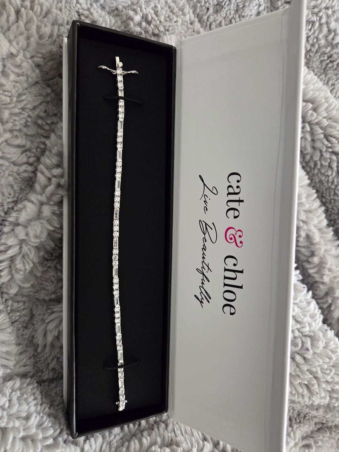 Customer photo review of Adrianna 18k White Gold Plated Tennis Bracelet with Simulated Diamond Crystals